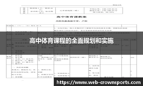 高中体育课程的全面规划和实施