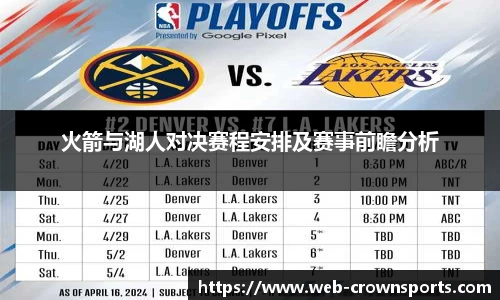 火箭与湖人对决赛程安排及赛事前瞻分析